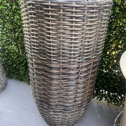 Tall Weather-Resistant Wicker Basket