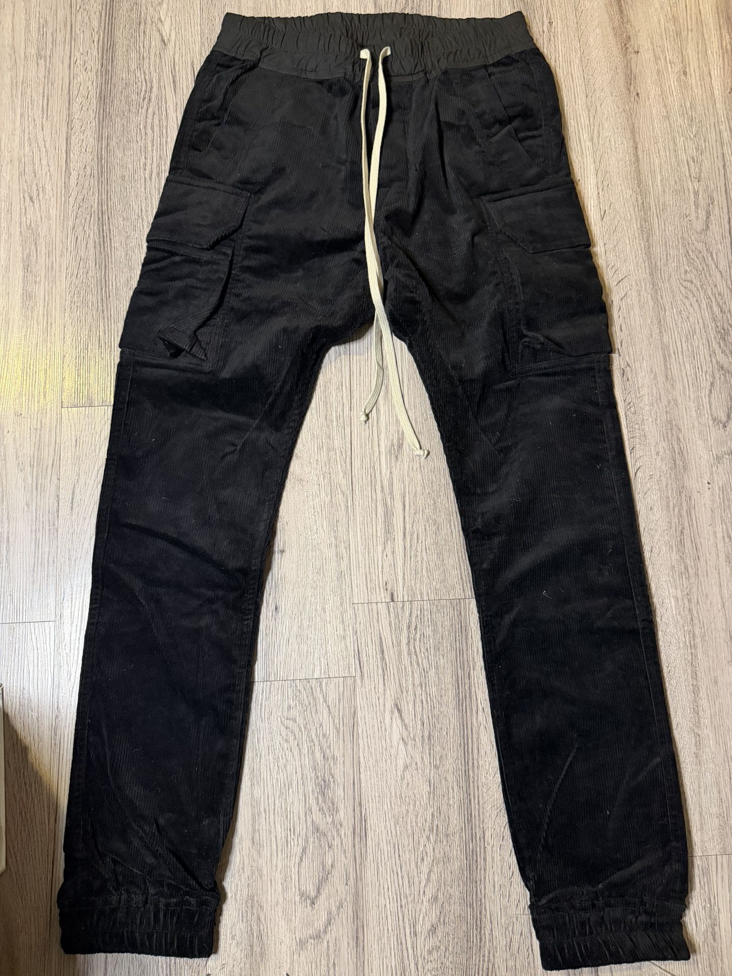 Rick Owens DRKSHDW Cargo Joggers – Black Corduroy – Size 30