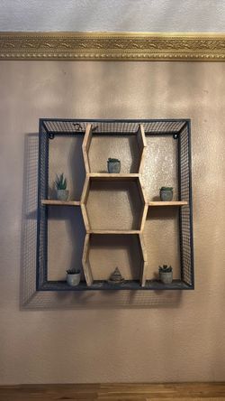 Industrial honeycomb wall shelf