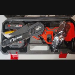 Mini Chainsaw Wood Trimming Branches Trees Outdoor Yard Work Lawn Care Cordless Tool Battery Powered Set