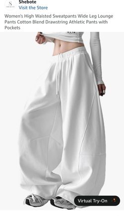 Shebote Women's Wide Leg Sweatpants White