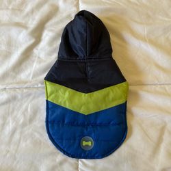 Black and Green Hooded Pet coat with Emblem