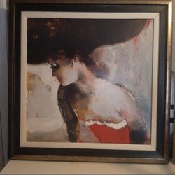 Portrait Lady In Red Picture Frame