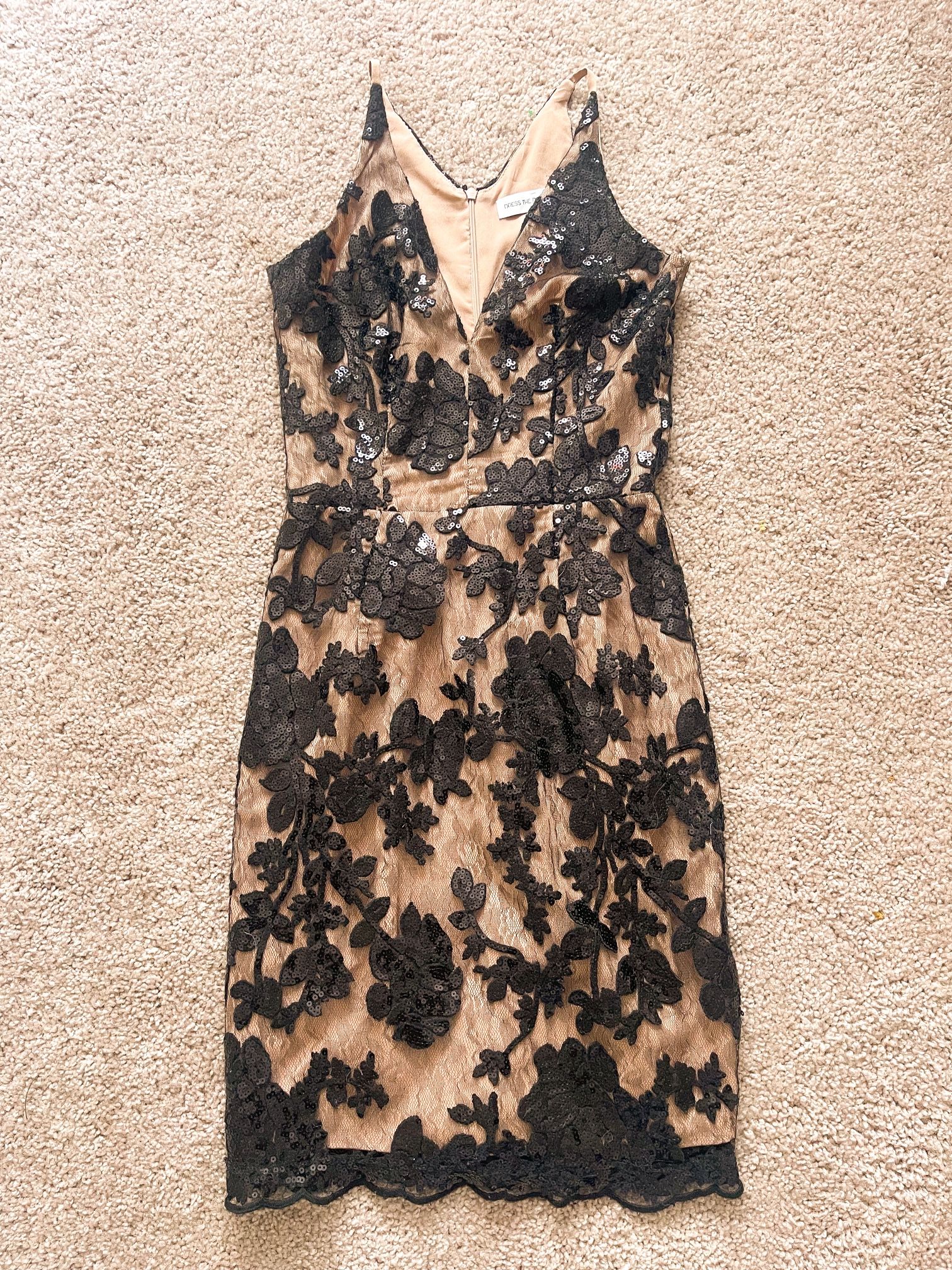 Tan And Black Sequin Dress