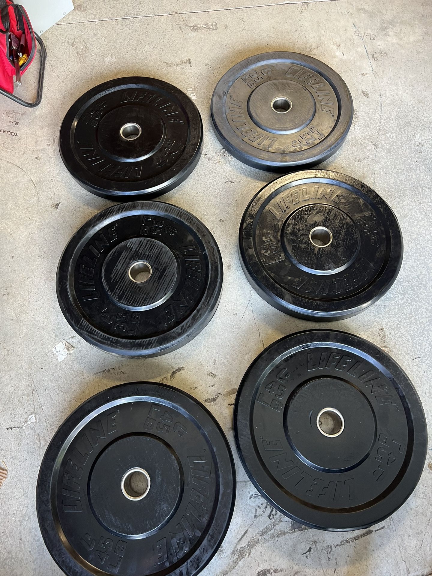 Lifeline 210 LB Olympic Bumper Plate Set 25lb - 35lb - 45lb Pairs BRAND NEW
