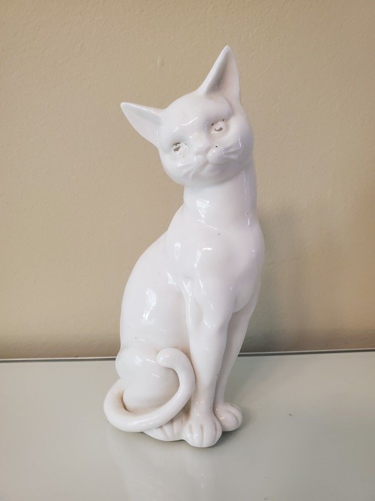 Vintage Lenwile Ardalt Verithin White Porcelain Siamese Cat Figurine