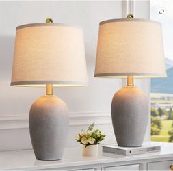 21” Ceramic Table Lamps Set of 2, Modern Bedside Nightstand Lamps