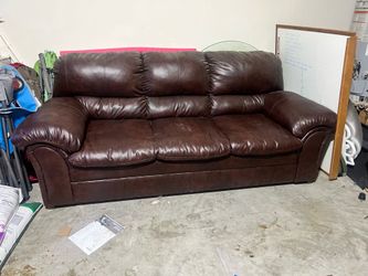 Brown leather couch