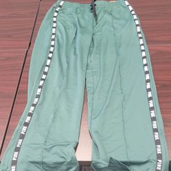 Pink Brand Green Sweatpants Large New With Tag