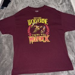 🔥 Y2K Marvel Weapon X Wolverine Tee – Double Sided – L – Burgundy