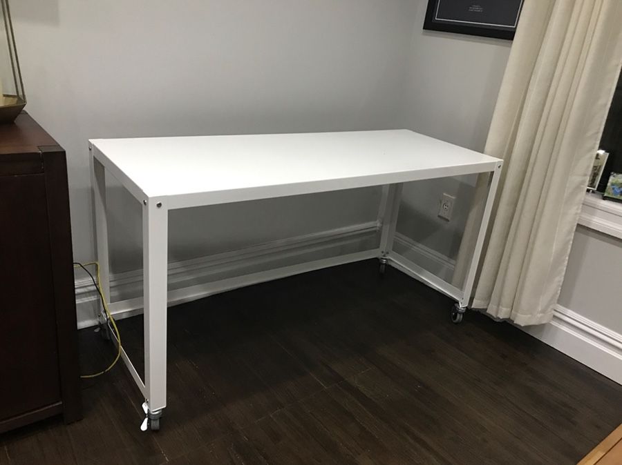 Go-Cart White Rolling Console Table (CB2)