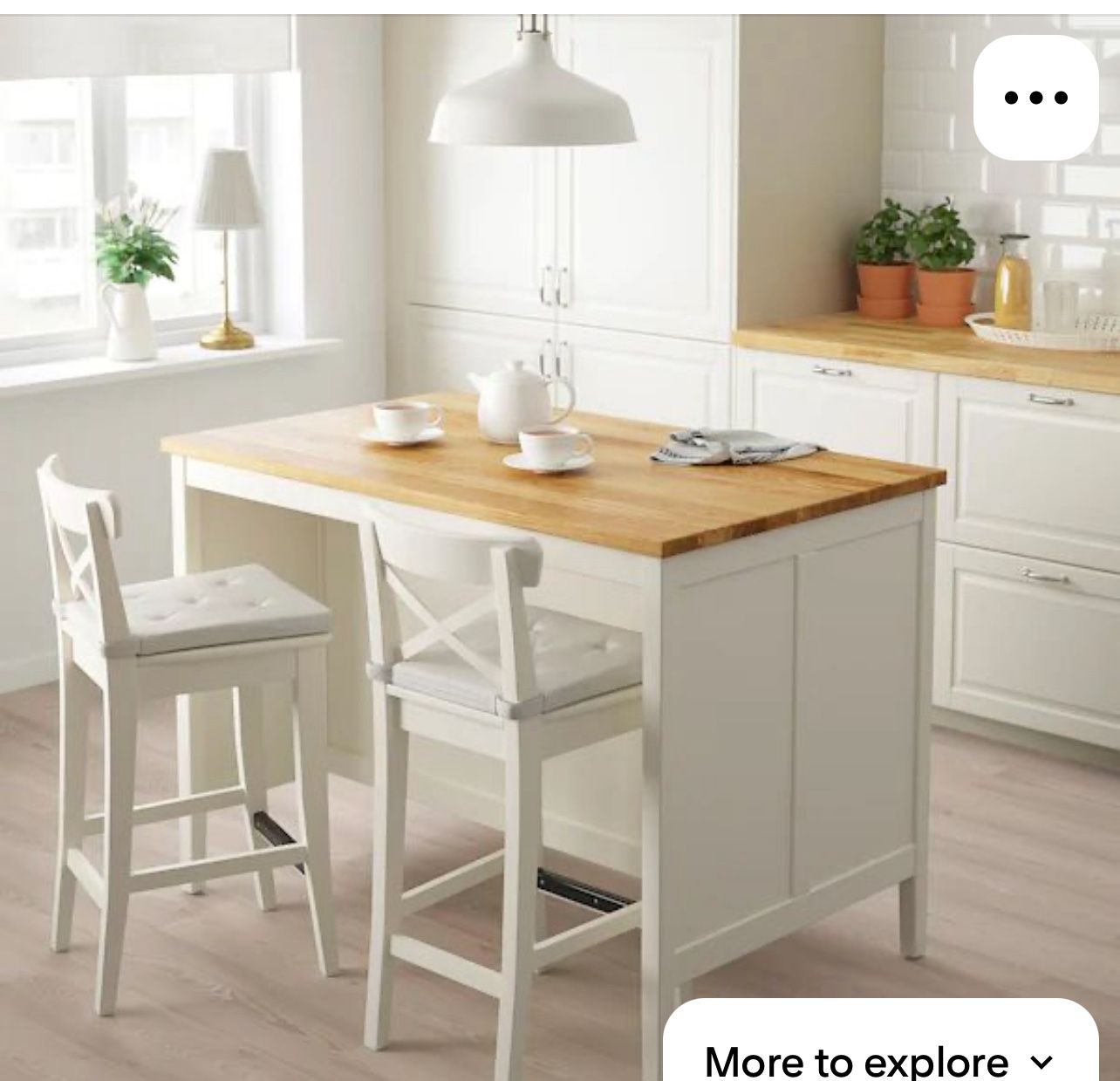 IKEA kitchen table/island with two barstools