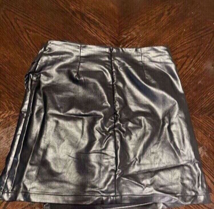 Cider Black Leather Skirt