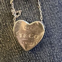 Tiffany 925 Heart Pendant And Nekless 