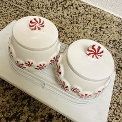 Peppermint Ceramic Canisters With Lids