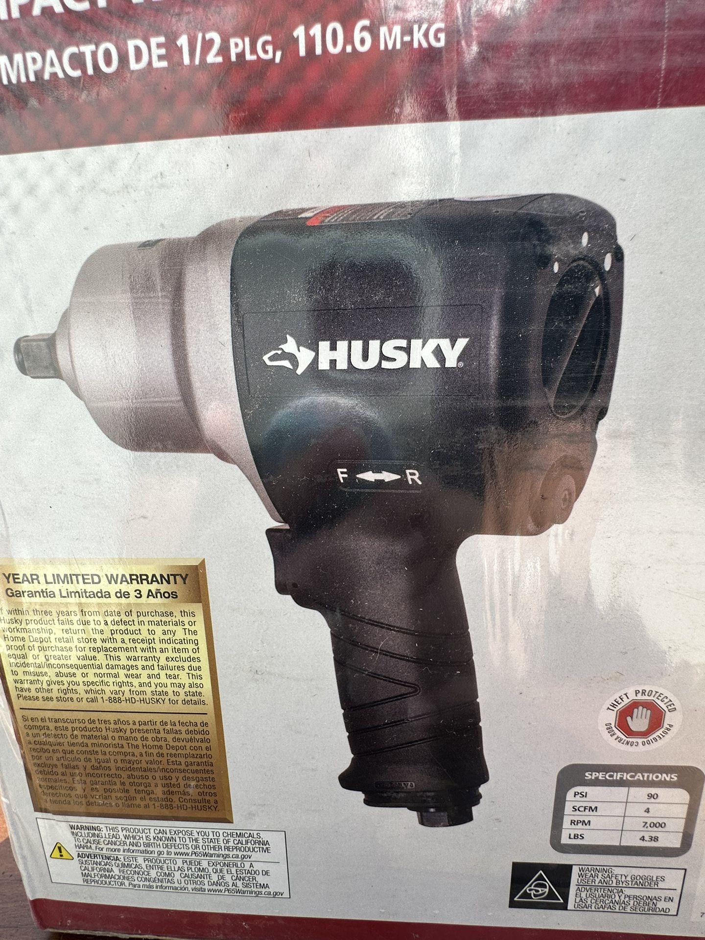 HUSKY 1/2 IN IMPACT WRENCH - 800 FT-LBS