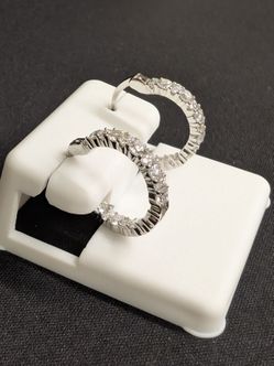 Solid Silver Moissanite Hoop Earrings