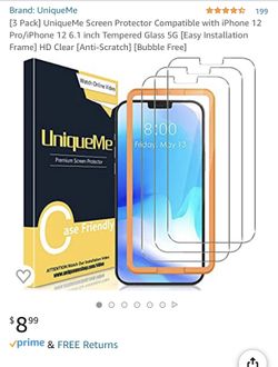 iPhone 12 Screen Protectors- 3 pack