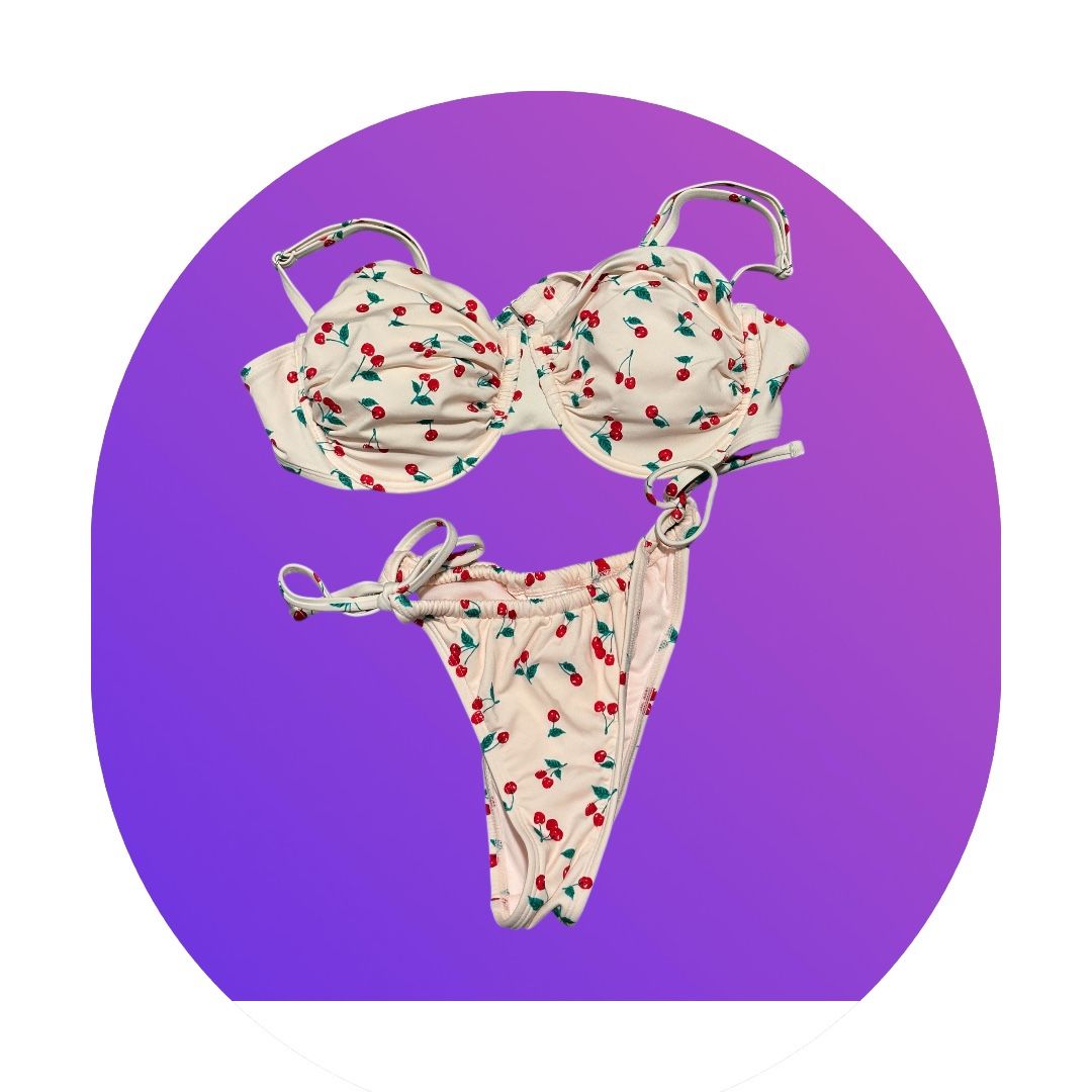 Wild Fable cherries bikini set - pink and white XL top/ S bottoms