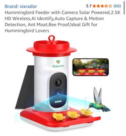 New solar, hummingbird feeder W camera