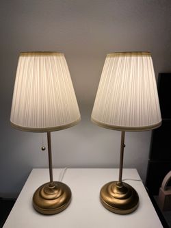 IKEA Ã…RSTID Table lamp, brass/white (set of 2)