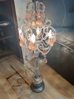 Pink Chandelier Table Lamp Acrylic Prism 33” Tall