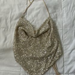 Y2K Champagne Sequin Top