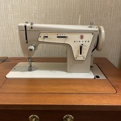 Singer Sewing Machine, 1960s, Cabinet & Stool
