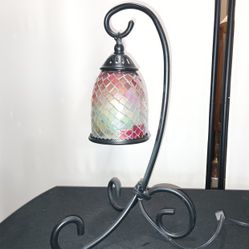 Vintage Stained Glass Bell Table Lamp W/ Rotary Switch.