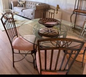 Glass top kitchen table and bakers rack