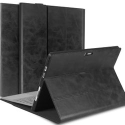 NANRUIL For Microsoft Surface Pro X And Pro Plus 13 Inch Case 2019/2020/2021/2024 Genuine Leather Cover Protective Shell Compatible With Type Cover Ke