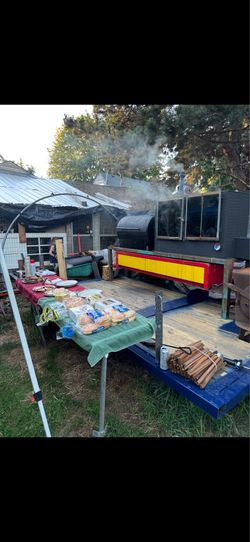 Homemade charcoal bbq & wood fired smoker trailer