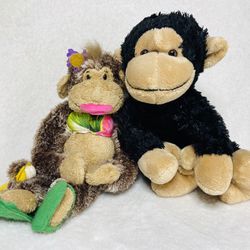 Cute Ape Plush Toys 10” Tropical Bikini Monkey + 8” Chimp