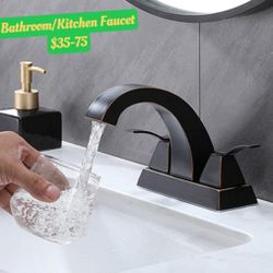  Commercial Lavatory Stainless Steel Double Handle Oil Rubbed Bronze Bathroom Vanity Sink Faucet with Water Supply Lines(Part number: DST047H)