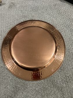 Set of 6 Old Dutch Hammered Copper Plates, 13"