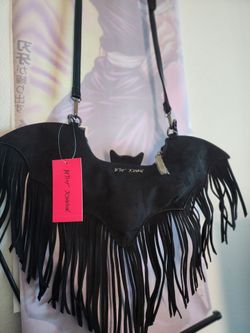 Betsey Johnson Black Fringe Crossbody Bag