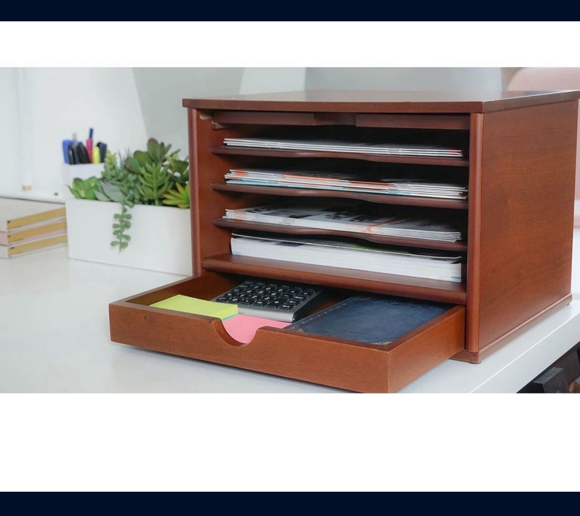 Victor Heritage Desktop Organizer, 9.4" x 13.3" x 10.5", Natural