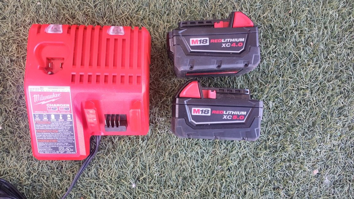 Milwaukee M18 Batteries And Charger NEW
