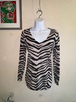 Zebra Print Long Sleeve Knit Top