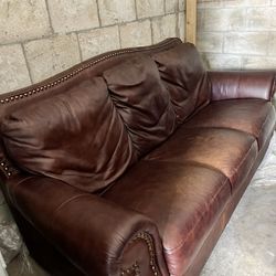 Dk Brown 3 Seat Leather Couch