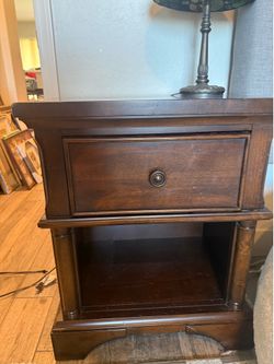 Dark Wood Nightstand, 1 drawer, Bancroft