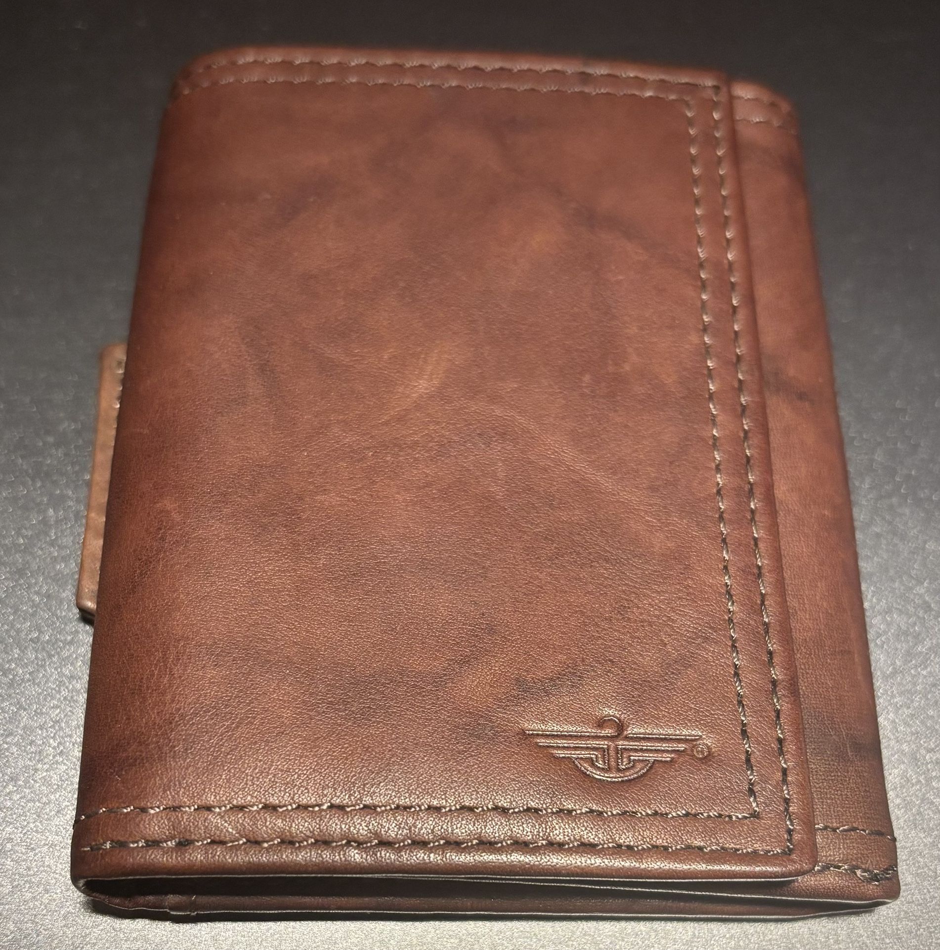 Dockers Brown Trifold Full Grain Leather Wallet