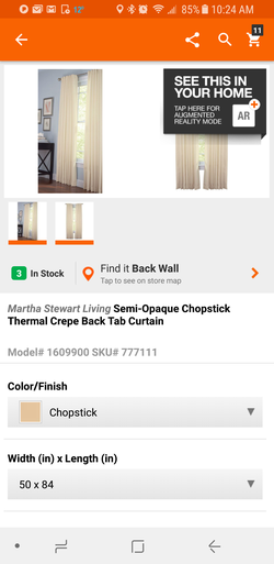 Martha steward living semi-opaque thermal crepe back tab curtain