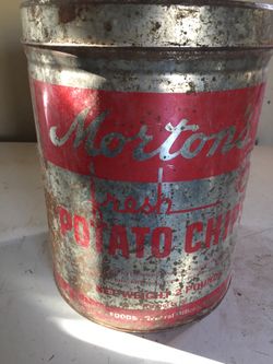Vintage Morton Potato Chip Metal can
