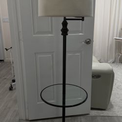 Cora Metal/Glass Side Table & Floor Lamp with Tray 