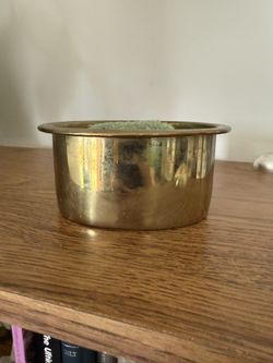 Vintage Brass Oval Planter Made In Taiwan