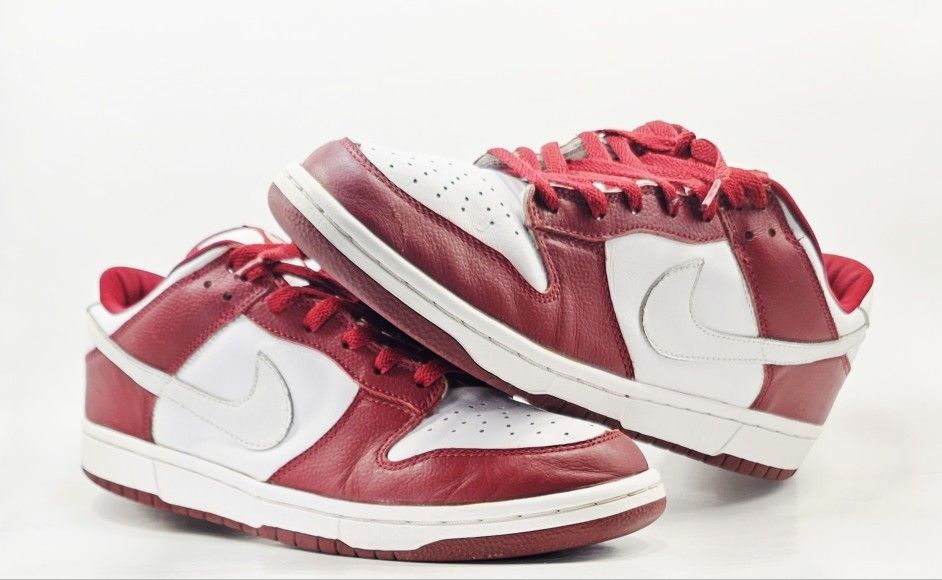 Rare Vintage Nike Dunk Low 2003 Team Red Burgundy White 624044-613 Size 11