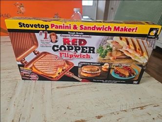 Red Copper Flipwich Non-Stick Stovetop Panini and Sandwich Maker