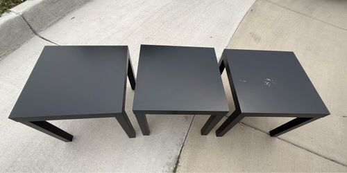 Set of 3 Black Tables: Coffee + Sides