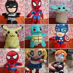 Marvel Avengers Star wars Anime Plushies $10 Ea